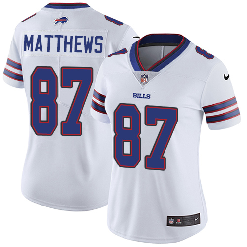 Nike Bills #87 Jordan Matthews White Women's Stitched NFL Vapor Untouchable Limited Jersey